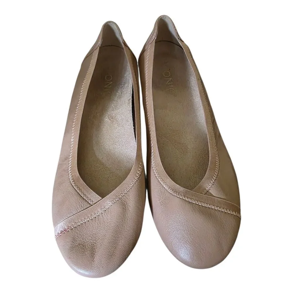 VIONIC Caroll Tan‎ Leather Crossover Ballet Flat - Size 6 1/2